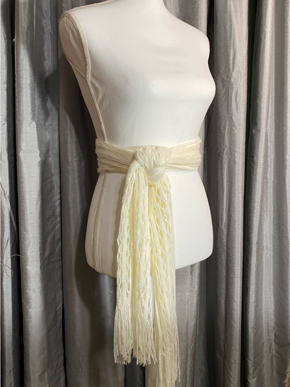 Pastel Cream Open Knit Sash